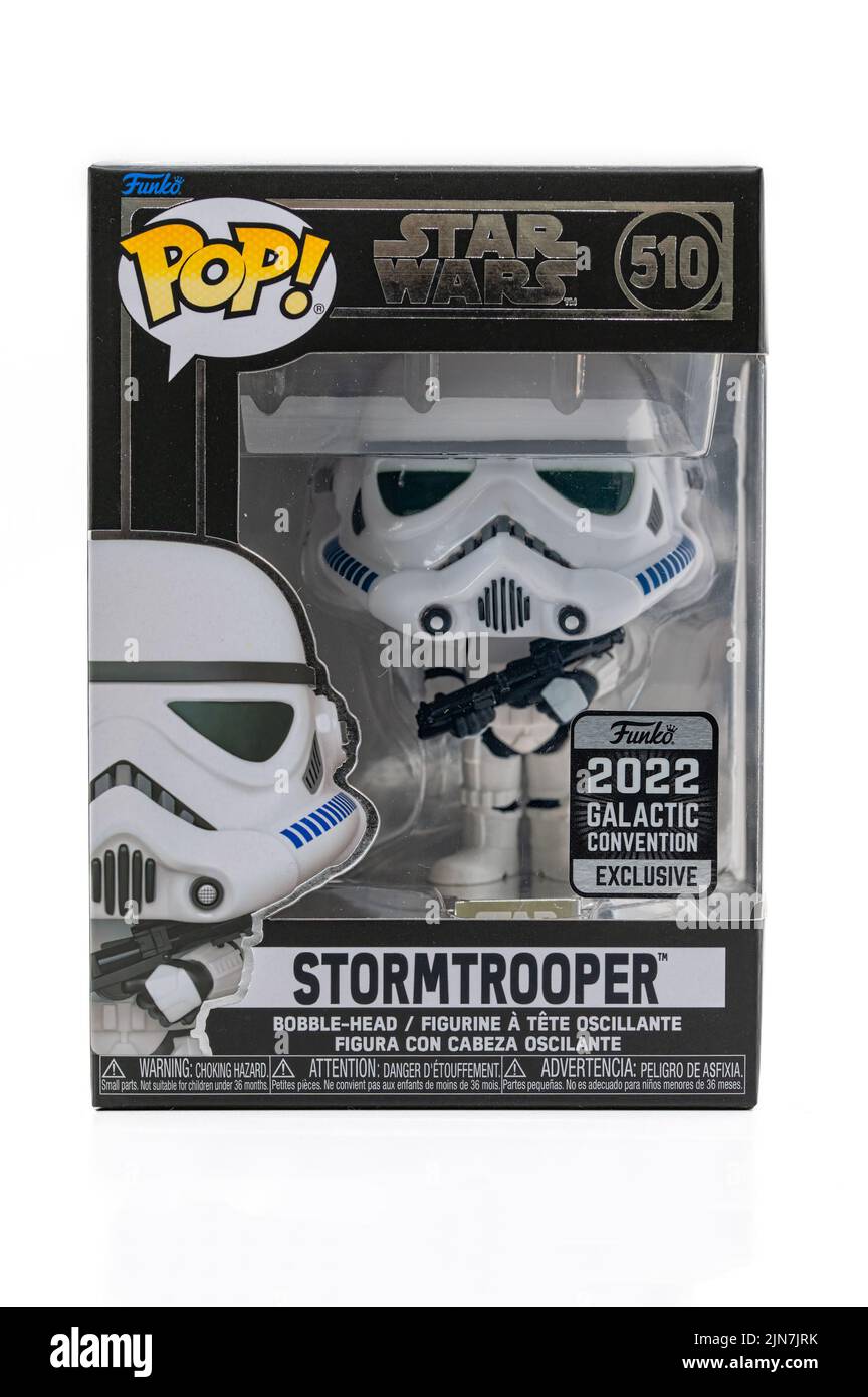 CHESTER, UNITED KINGDOM - JULY 31ST 2022: Stormtrooper funko pop box. Studio image Stock Photo