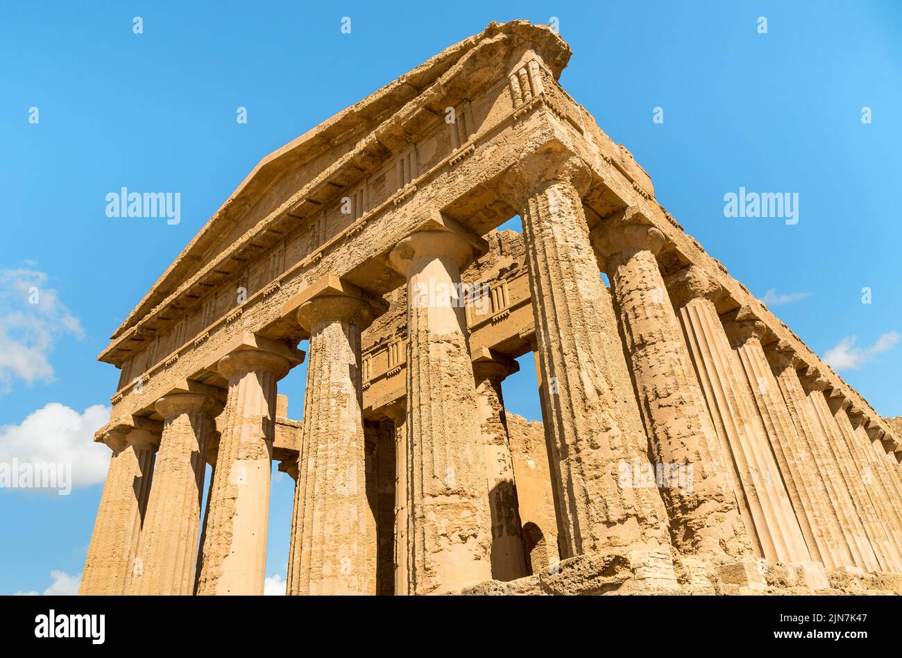 Temple of Concordia, located in the park of the Valley of the Temples in Agrigento, Sicily, Italy Stock Photo