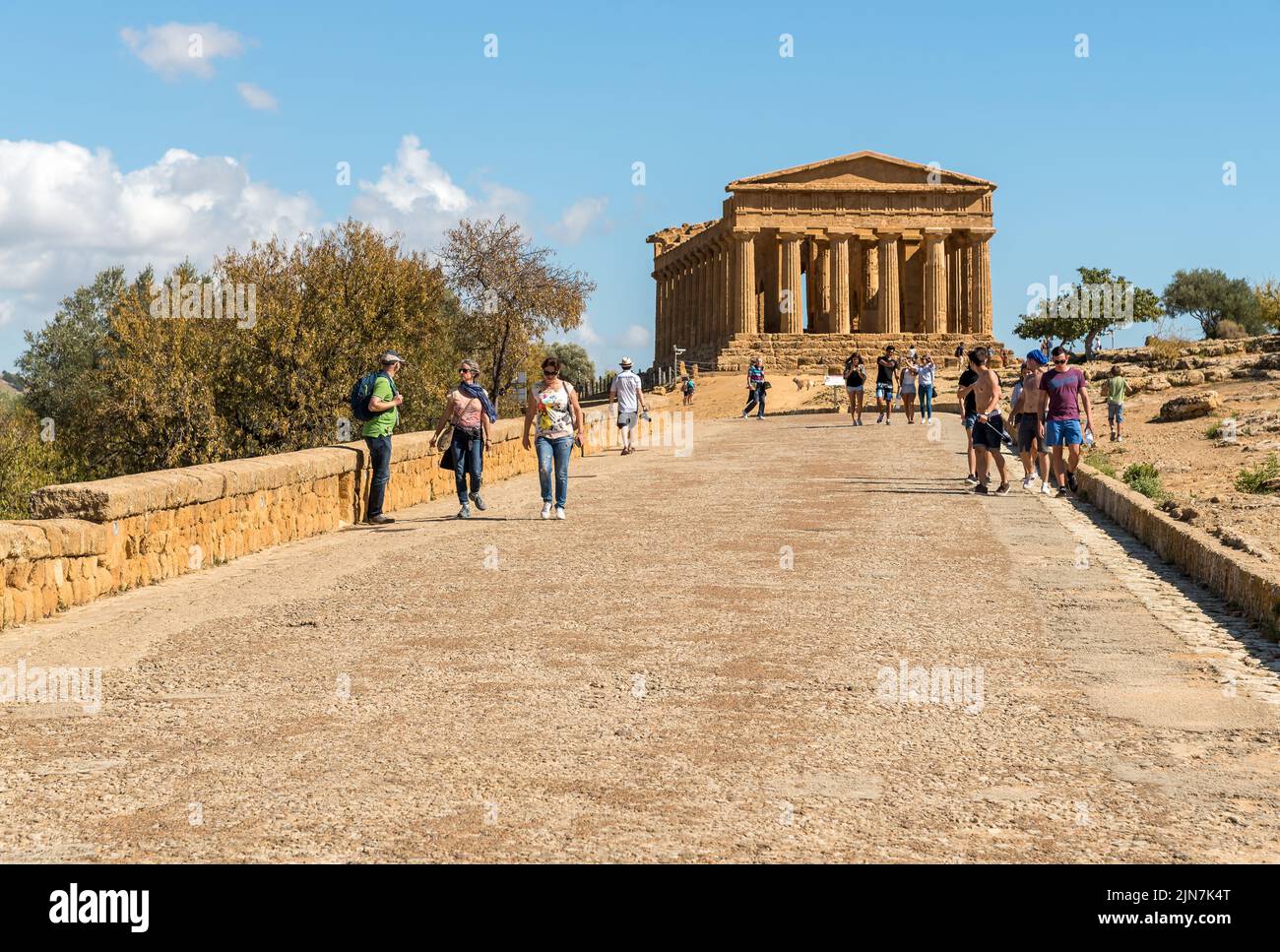 Agrigento, Sicily, Italy - October 9, 2017: Tourists visiting the Valley of the Temples in Agrigento. Stock Photo