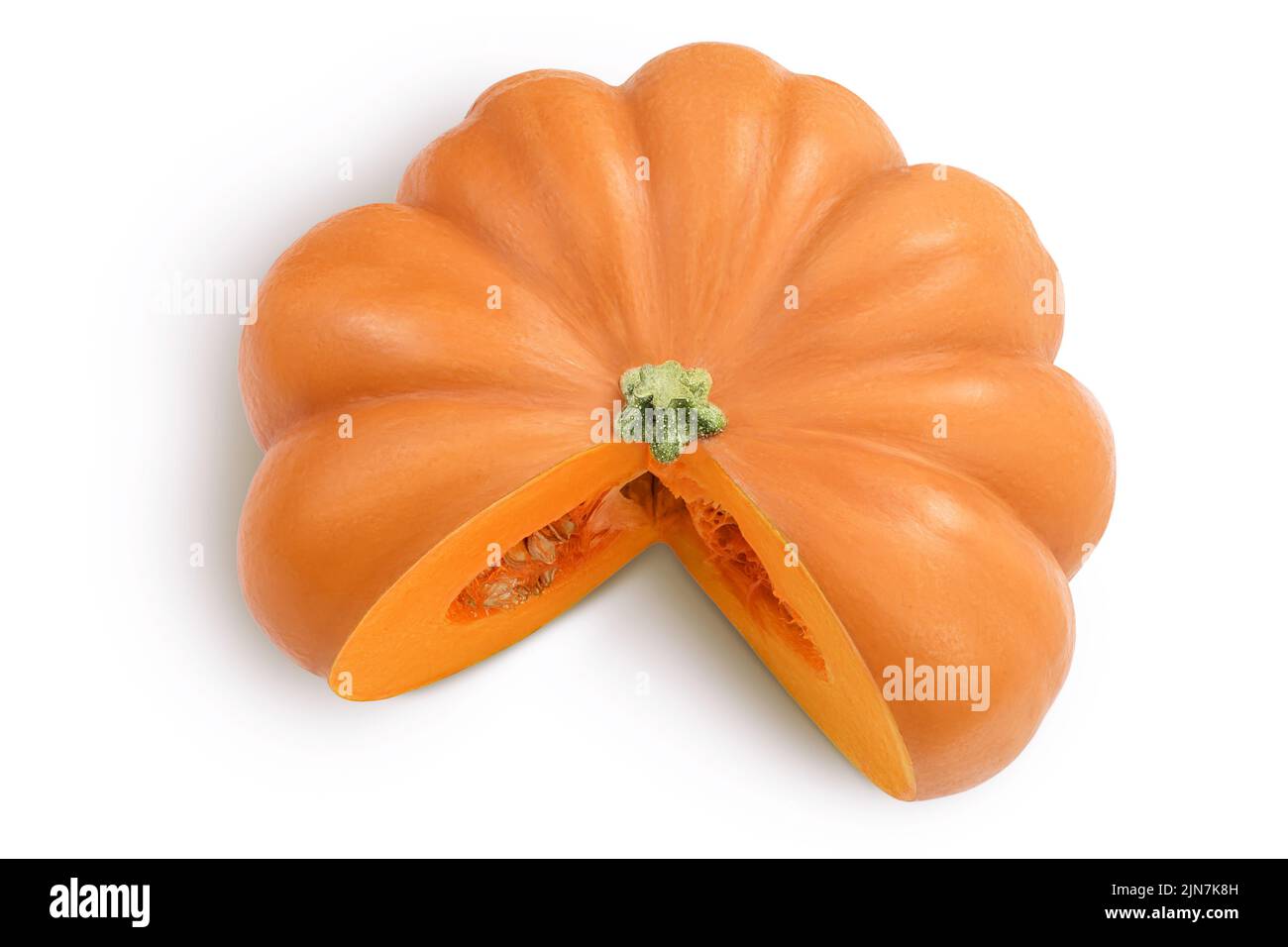 Fresh orange pumpkin isolated on white background with full depth of ...
