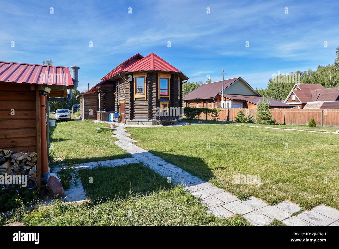 Old rural wooden house in russian village at summer sunny day Stock ...