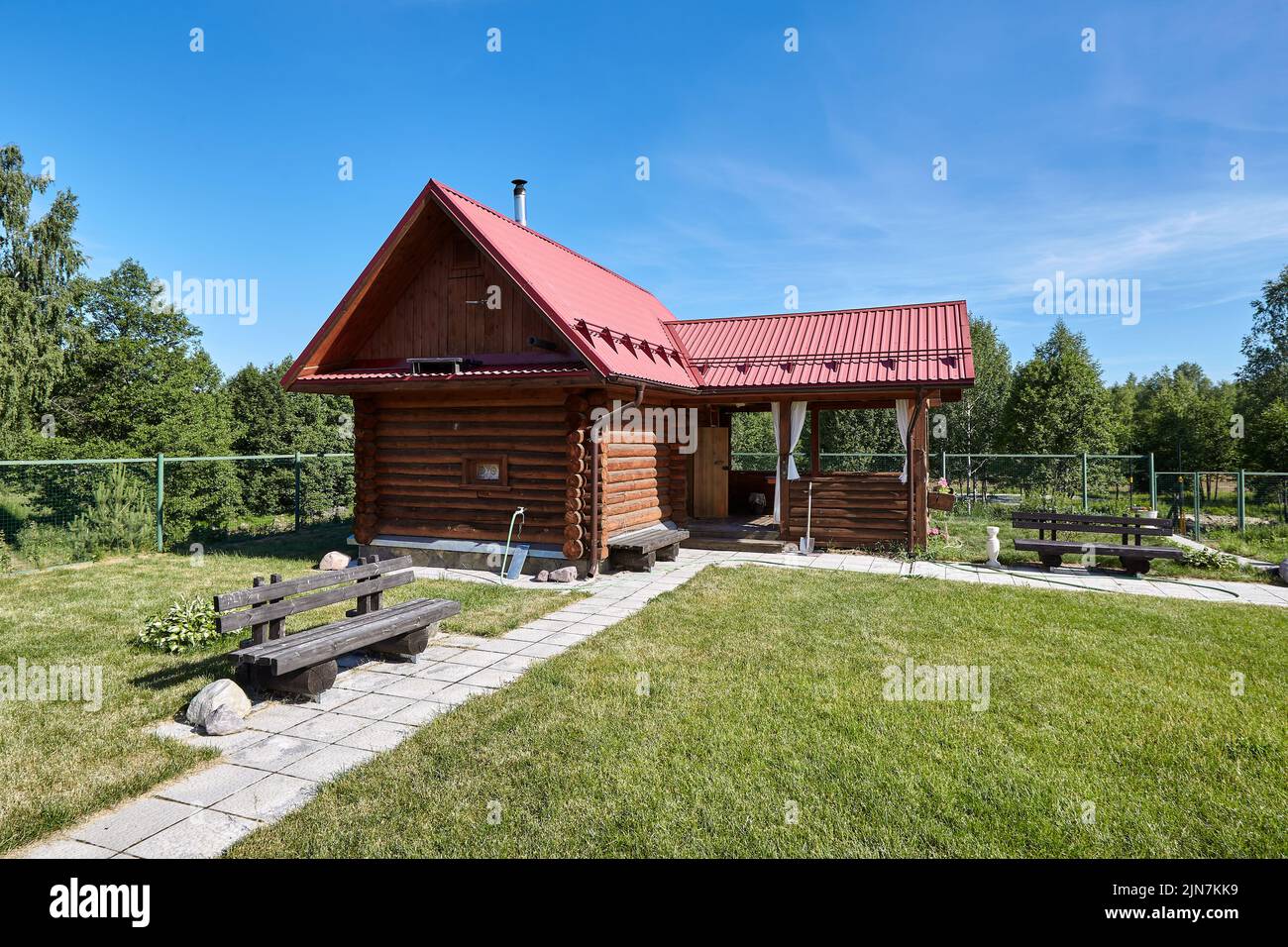 Old rural wooden house in russian village at summer sunny day Stock ...