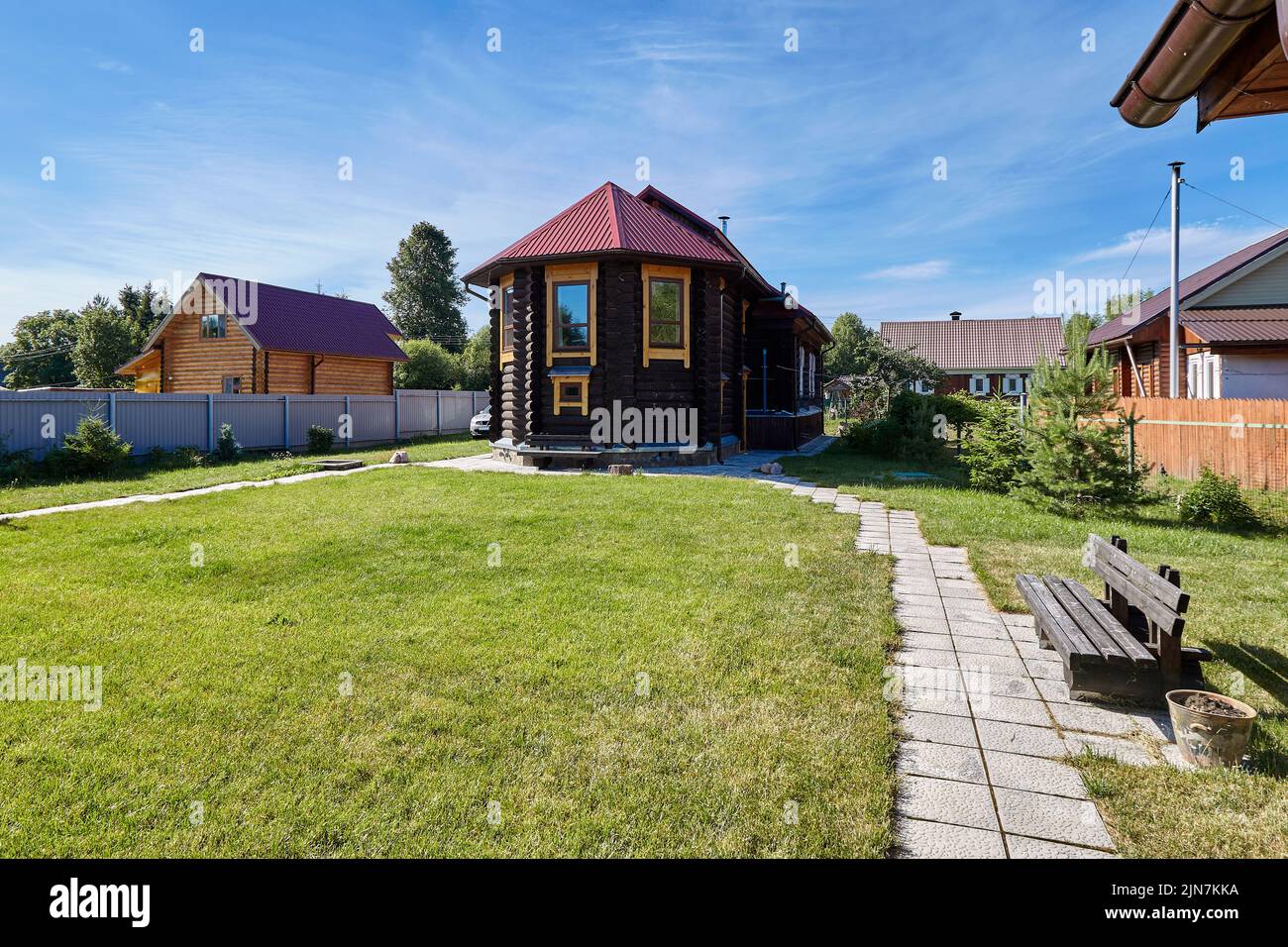 Old rural wooden house in russian village at summer sunny day Stock ...