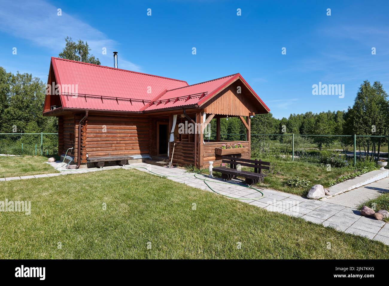 Old rural wooden house in russian village at summer sunny day Stock ...