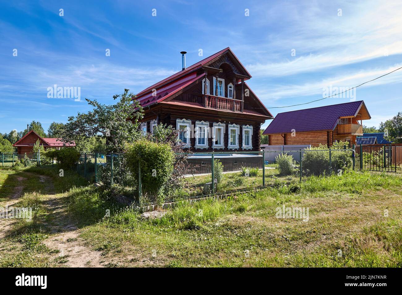 Old rural wooden house in russian village at summer sunny day Stock ...