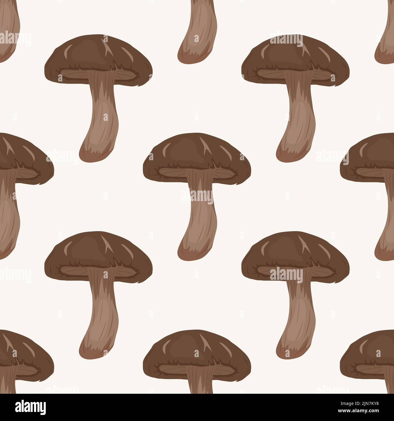 Vector Seamless Pattern with Shiitake Mushroom on White. Seamless