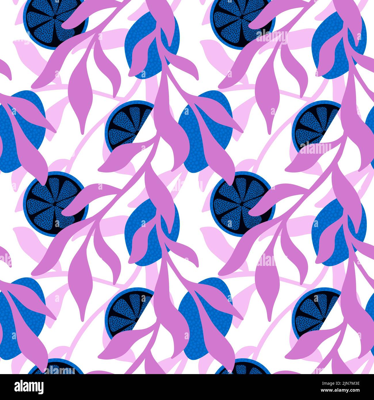 Summer fruit seamless lemon and leaves pattern for wrapping paper and ...