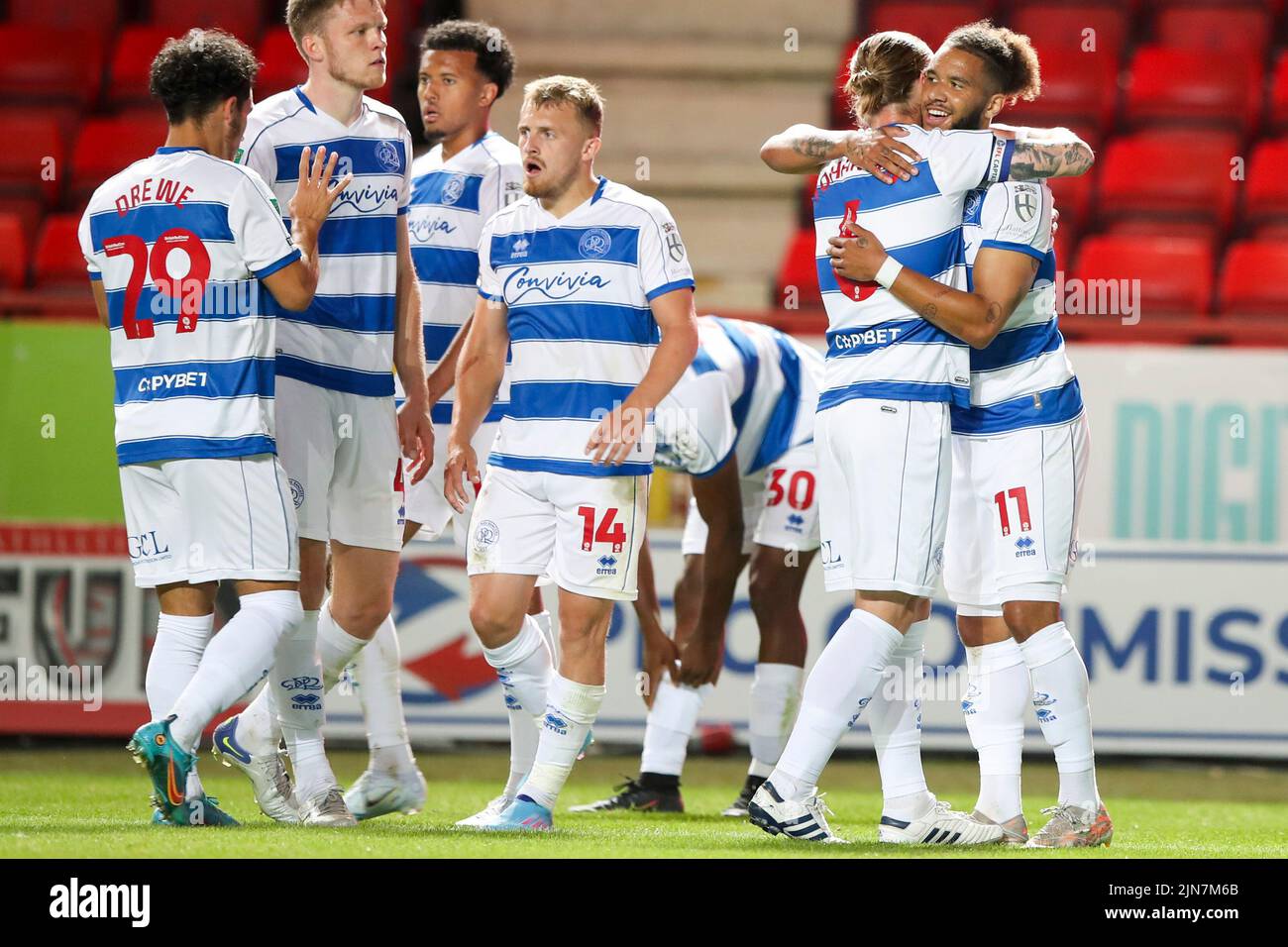 The Valley, London on Tuesday 9th August 2022. Tyler Roberts of Queens Park Rangers celebrates his goal during the Carabao Cup match between Charlton Athletic and Queens Park Rangers at The Valley, London on Tuesday 9th August 2022. (Credit: Tom West | MI News) Credit: MI News & Sport /Alamy Live News Stock Photo