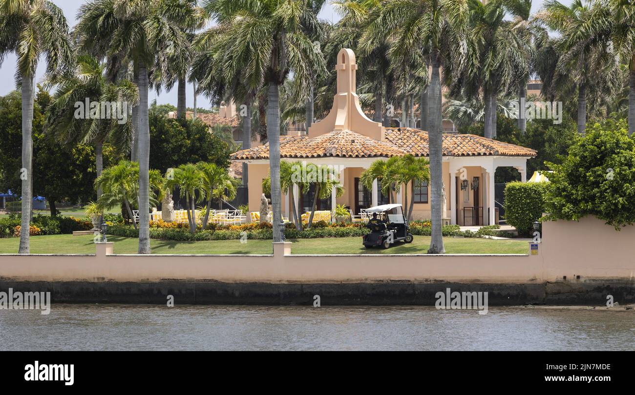 Palm Beach, United States. 09th Aug, 2022. Trump security patrols Mar-A-Lago in Palm Beach on August 8, 2022. The FBI executed a search warrant on Monday looking for documents taken from the White House by former President Donald Trumpet the end of his presidency. Photo By Gary I Rothstein/UPI Credit: UPI/Alamy Live News Stock Photo