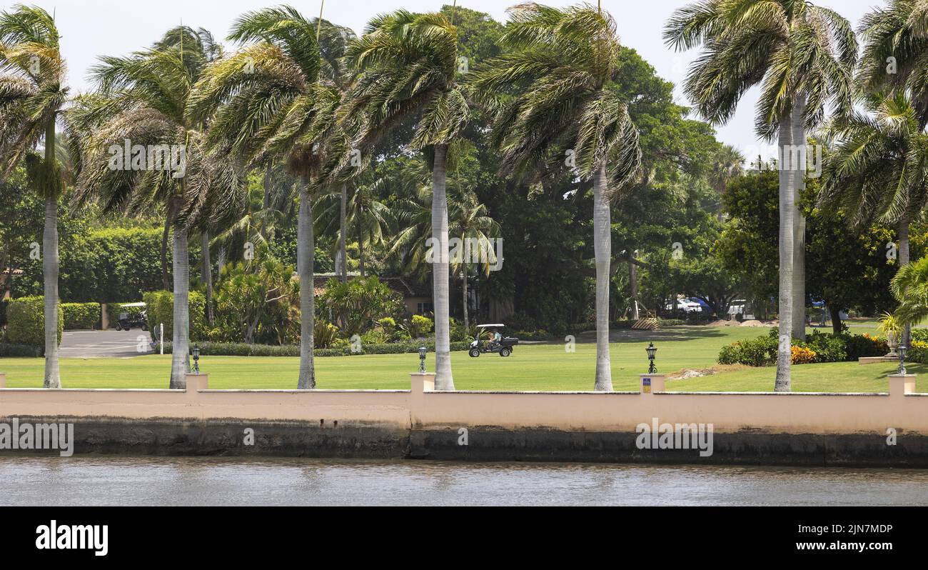 Palm Beach, United States. 09th Aug, 2022. Trump security patrols Mar-A-Lago in Palm Beach on August 8, 2022. The FBI executed a search warrant on Monday looking for documents taken from the White House by former President Donald Trumpet the end of his presidency. Photo By Gary I Rothstein/UPI Credit: UPI/Alamy Live News Stock Photo