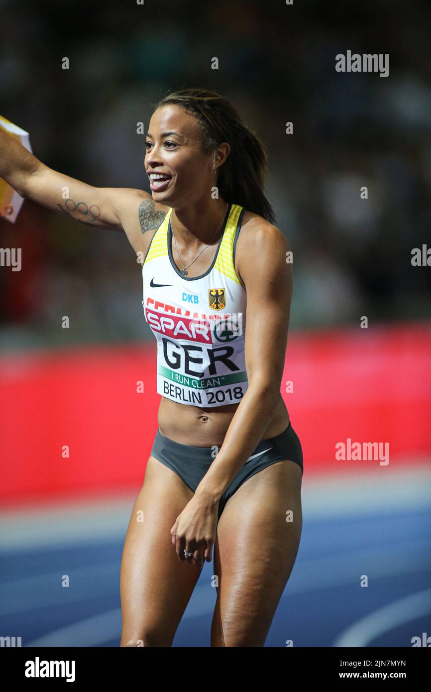 Tatjana Pinto participating in the 4x100 meter relay at the European ...