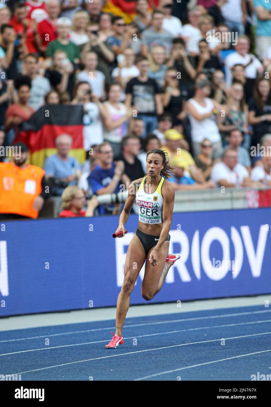 Tatjana Pinto participating in the 4x100 meter relay at the European