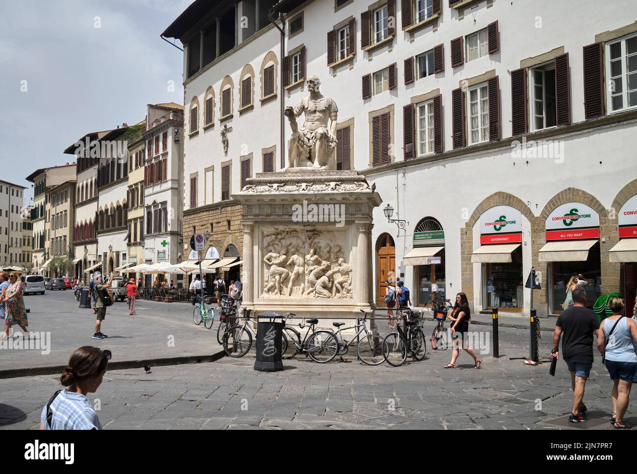 Statue of Giovanni delle Bande Nere (Lodovico de' Medici) by Baccio Bandinelli in the Piazza San Lorenzo Florence Italy Stock Photo