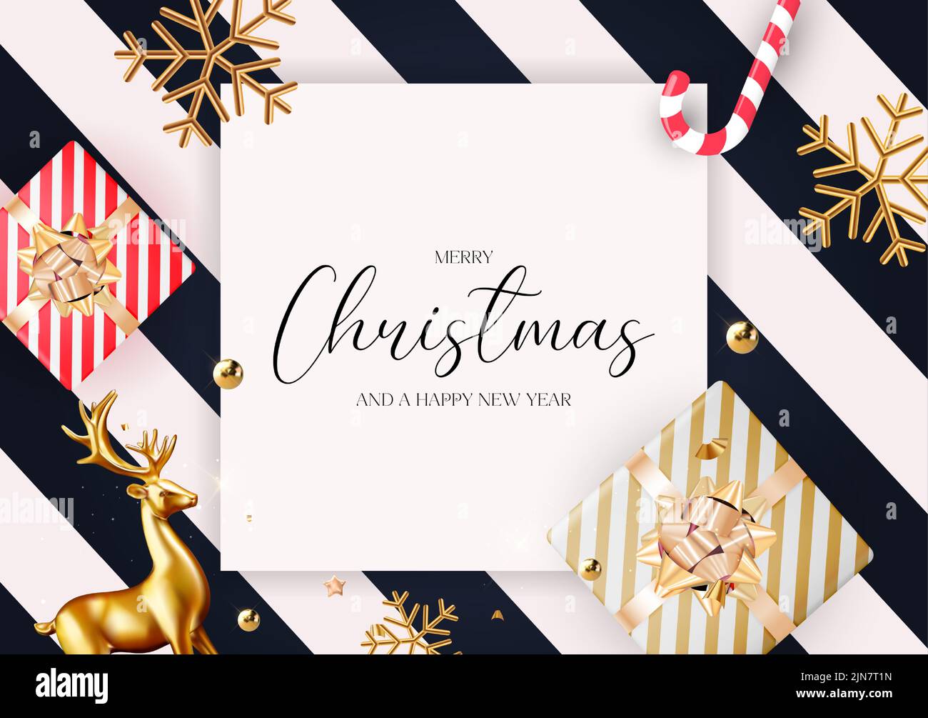 Merry Christmas Greeting Card. Vector Illustration. EPS10 Stock Vector
