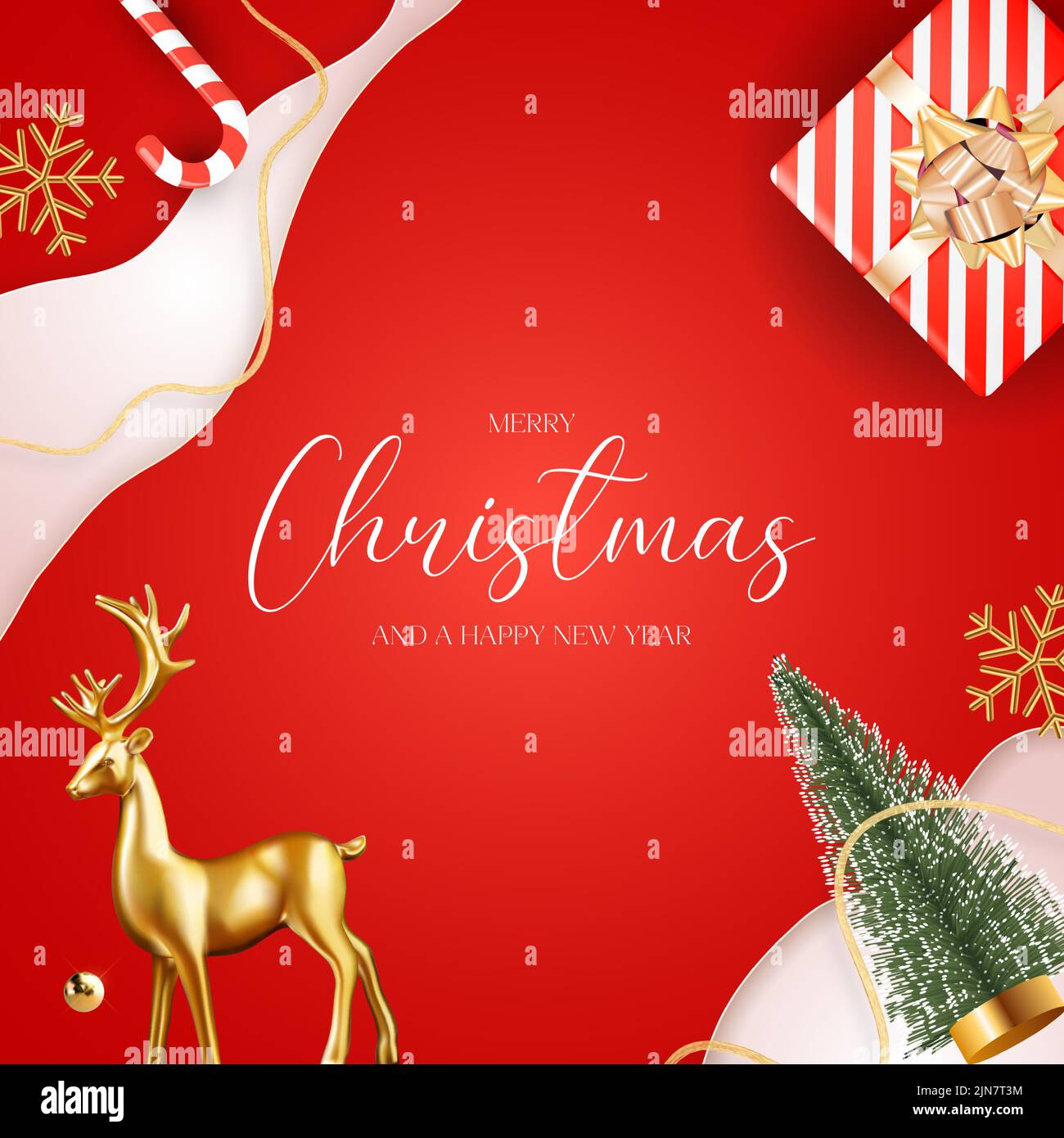 Merry Christmas and Happy New Year Greeting Card. EPS10 Stock Vector