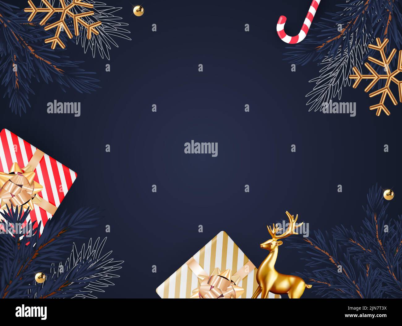 Merry Christmas and Happy New Year Greeting Card Stock Vector