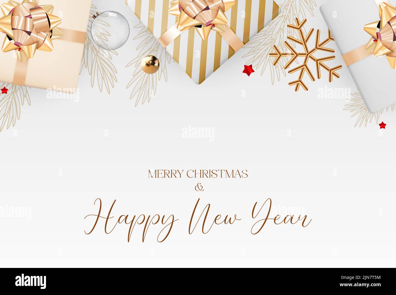 Merry Christmas and Happy New Year Greeting Card Stock Vector