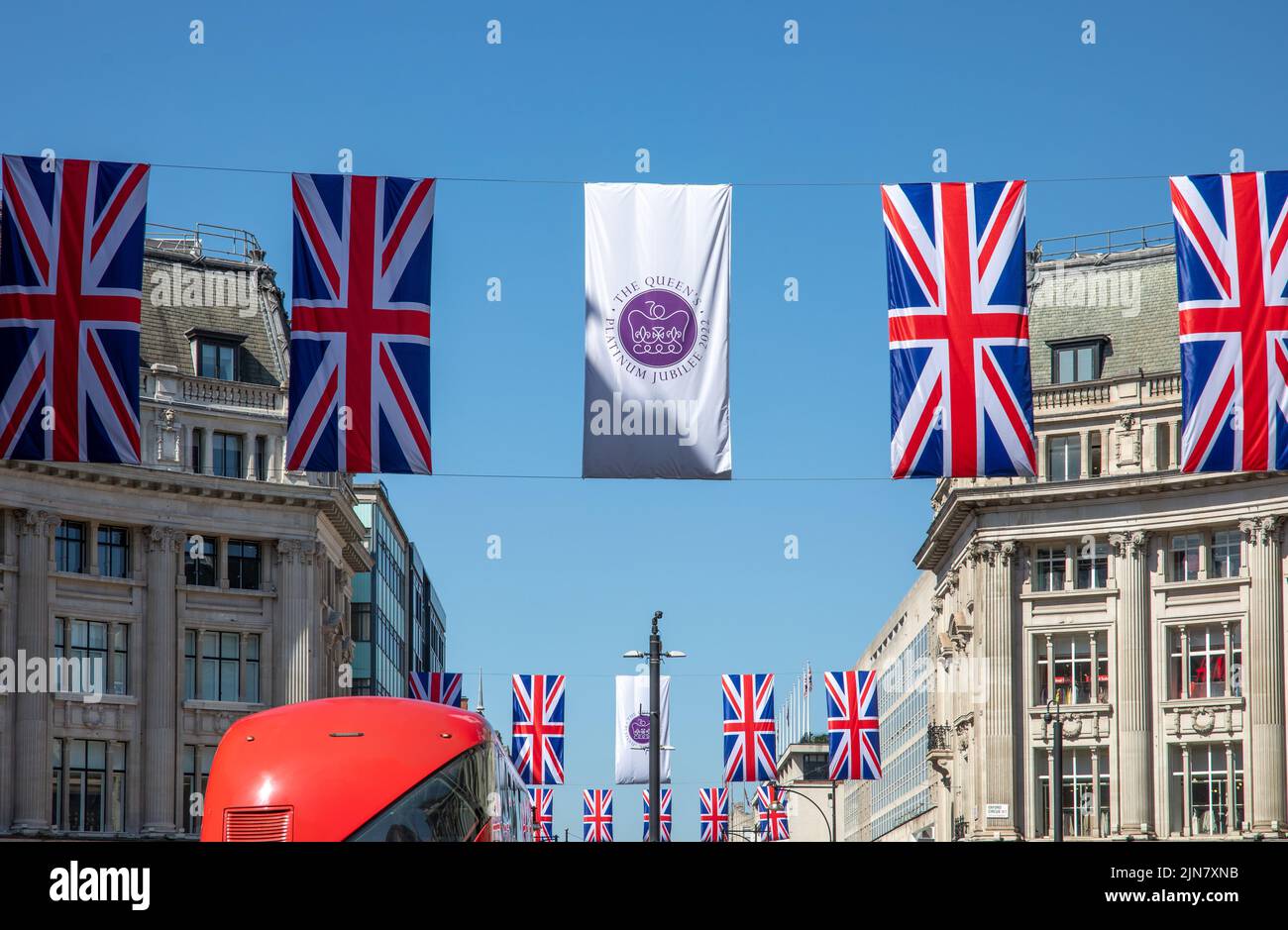 The decorations with UK flags for the Queen's Platinum Jubilee in