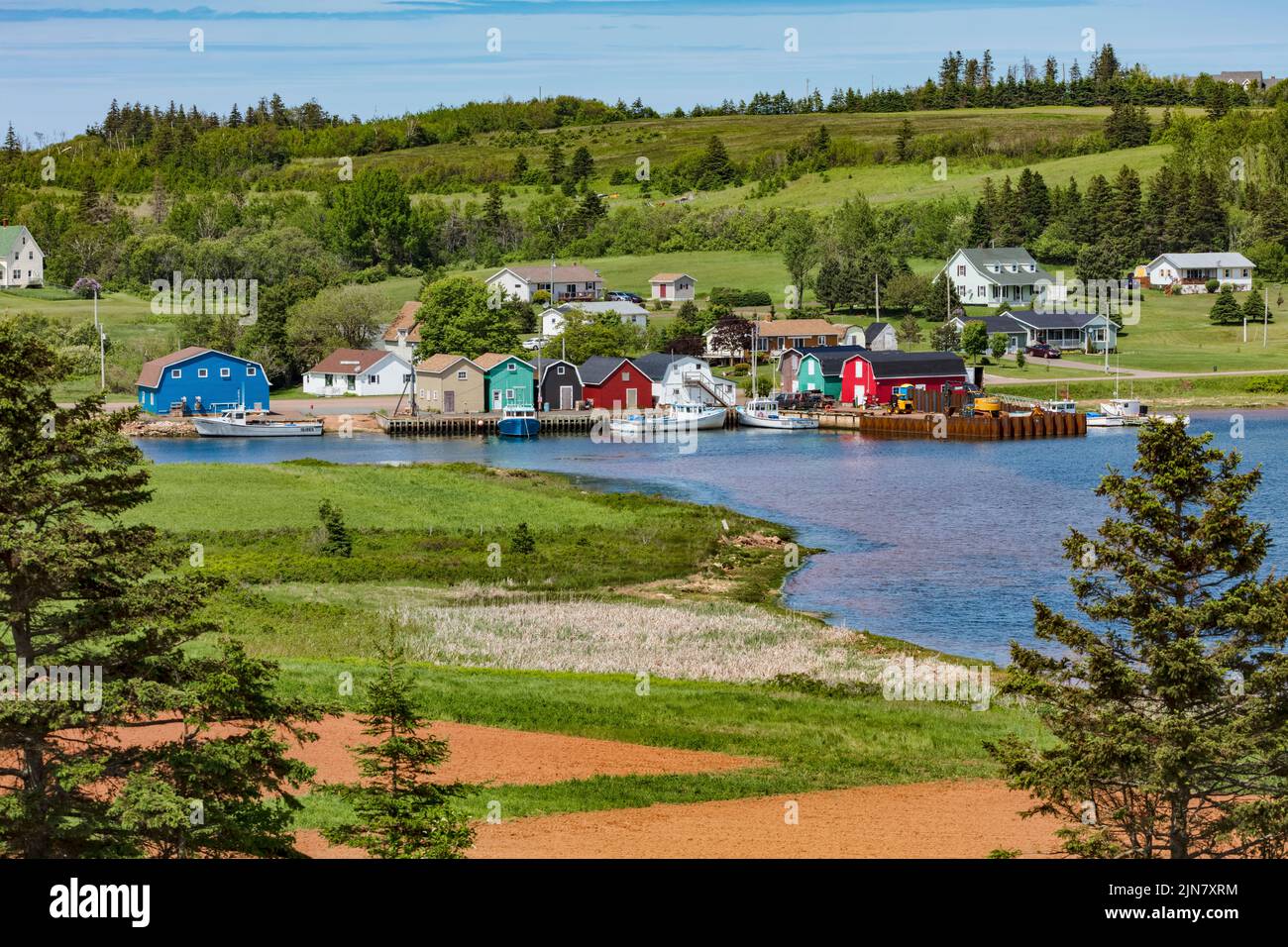 Where the fishing industry meets the farming industry at the village of French River. Stock Photo