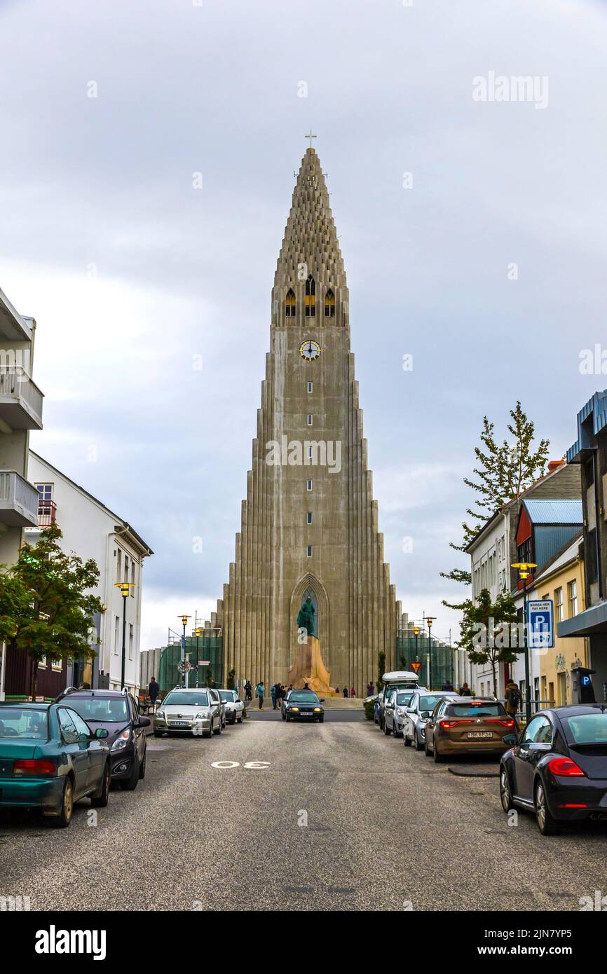 Reykjavik, Iceland - September 5, 2017: Hallgrimskirkja Cathedral, Lutheran parish church in Reykjavik, Iceland Stock Photo