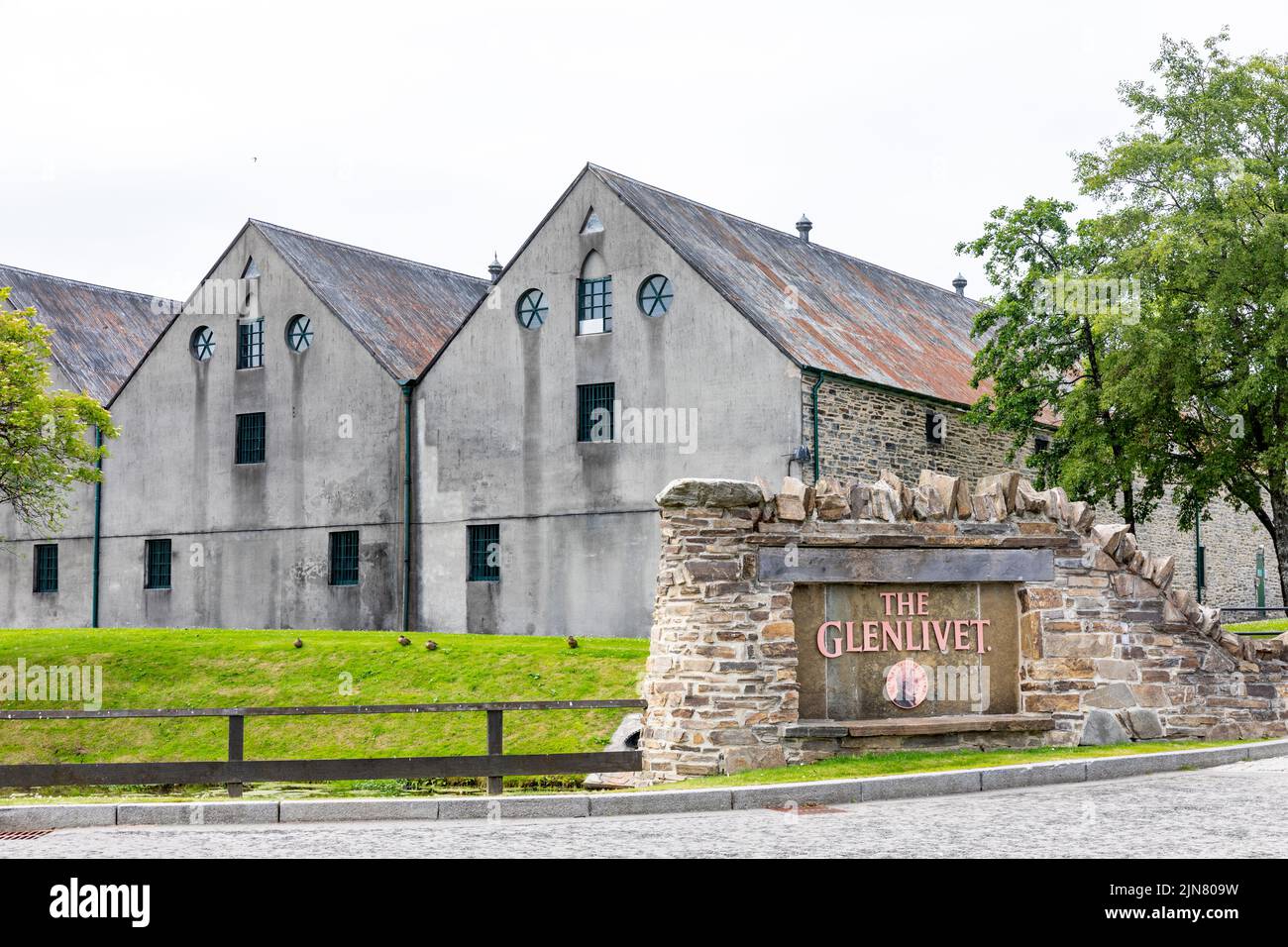 The Glenlivet scotch whisky distillery and visitor centre near Ballindalloch in Moray,Scotland,UK Stock Photo