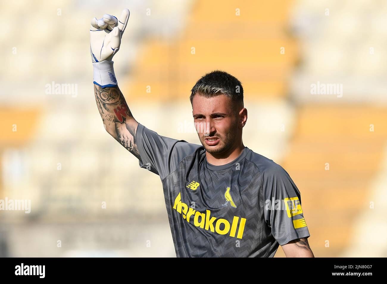 Modena, Italy. 08 August 2022. Mario Gargiulo of Modena FC gestures during  the Coppa Italia football match between Modena FC and US Sassuolo. Credit:  Nicolò Campo/Alamy Live News Stock Photo - Alamy