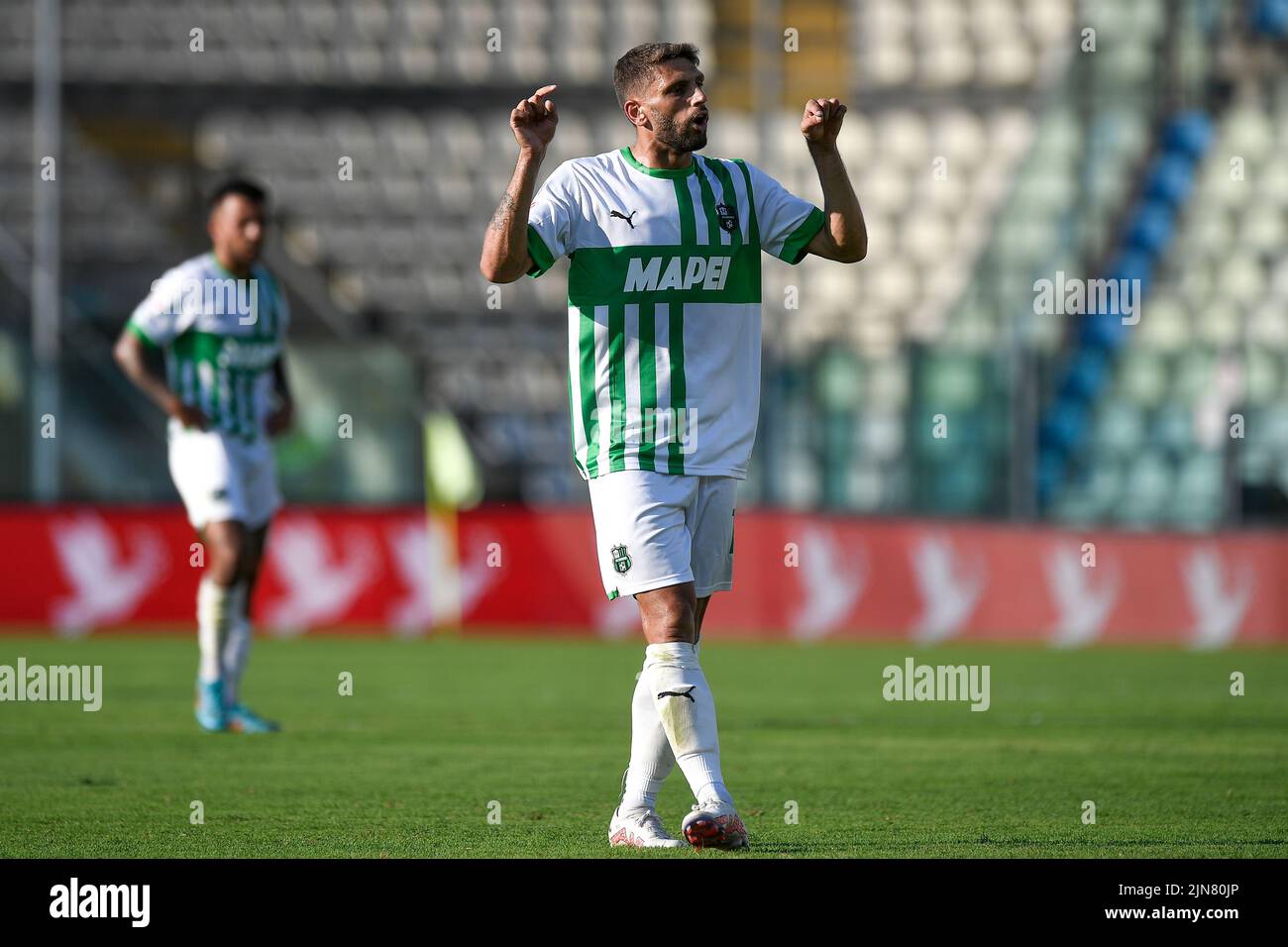 Modena, Italy. 08 August 2022. Mario Gargiulo of Modena FC gestures during  the Coppa Italia football match between Modena FC and US Sassuolo. Credit:  Nicolò Campo/Alamy Live News Stock Photo - Alamy