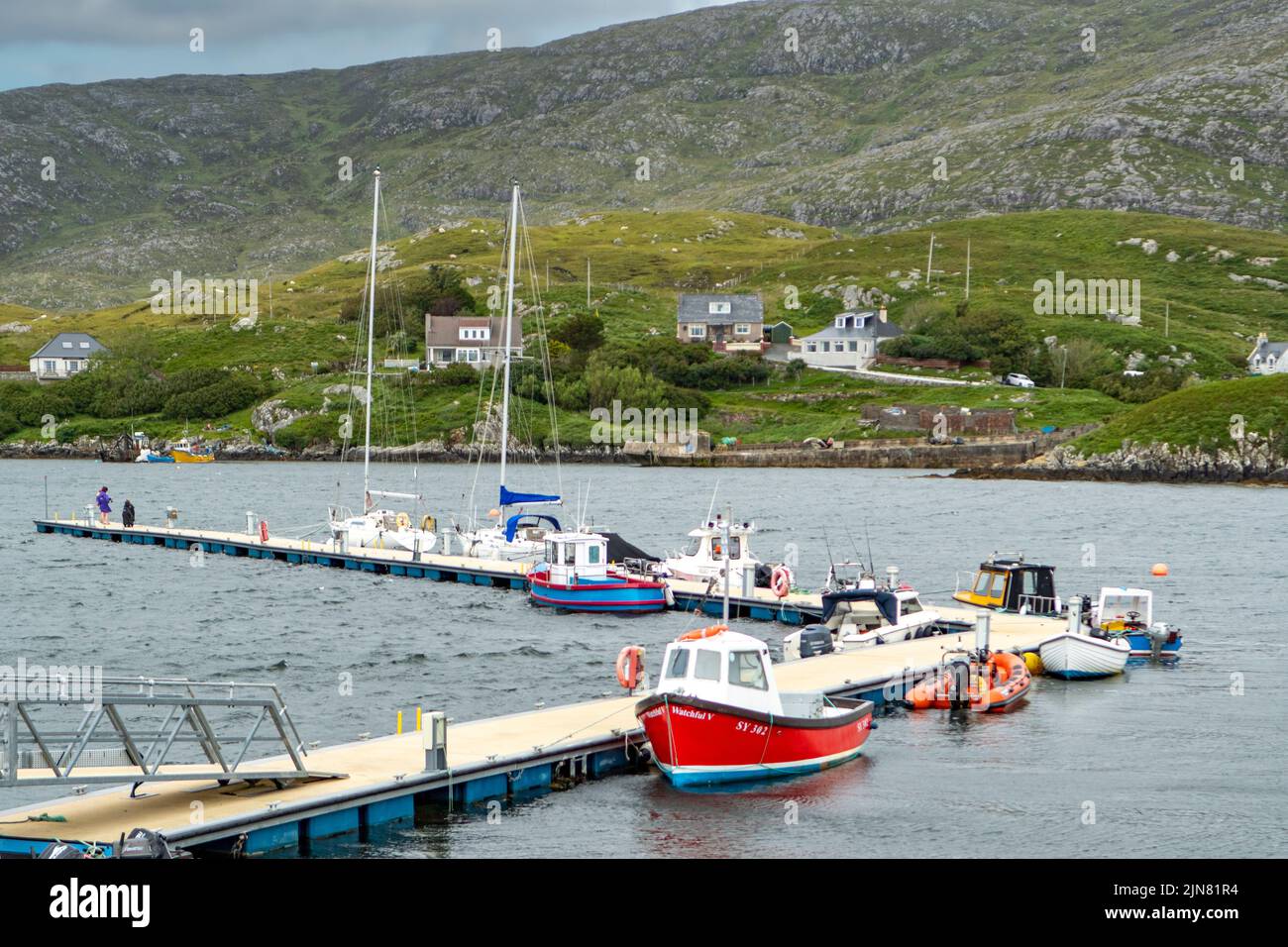 Harbour of Scalpay, North Harris, Outer Hebrides, Scotland Stock Photo