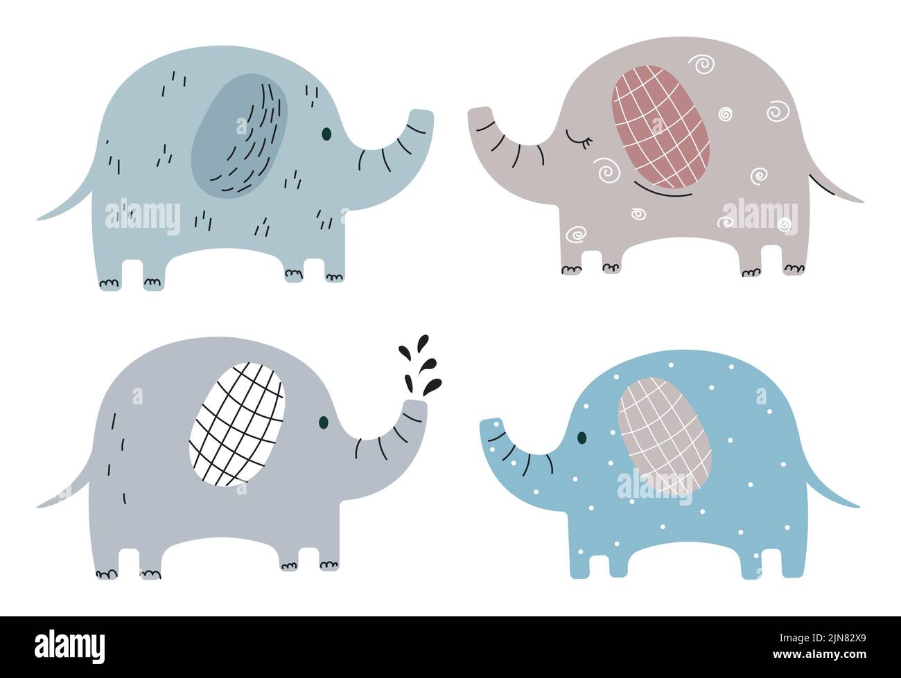 Set of elephants Stock Vector