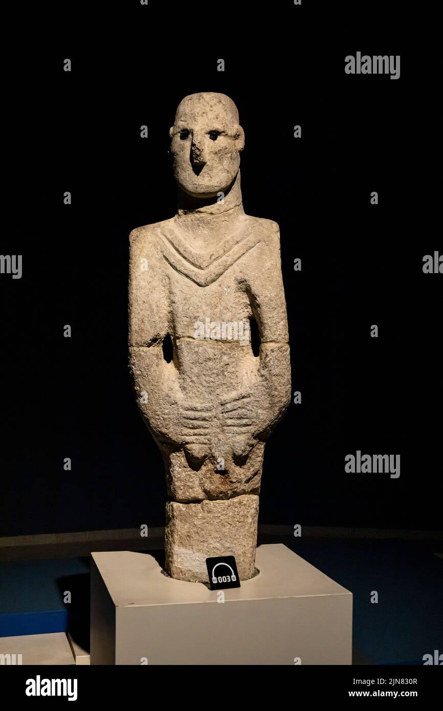 Urfa man, Sanlıurfa Museum, world's oldest life-size statue, limestone, unearthed from old city, Sanliurfa(Urfa), Turkey, Asia Minor, Asia Stock Photo