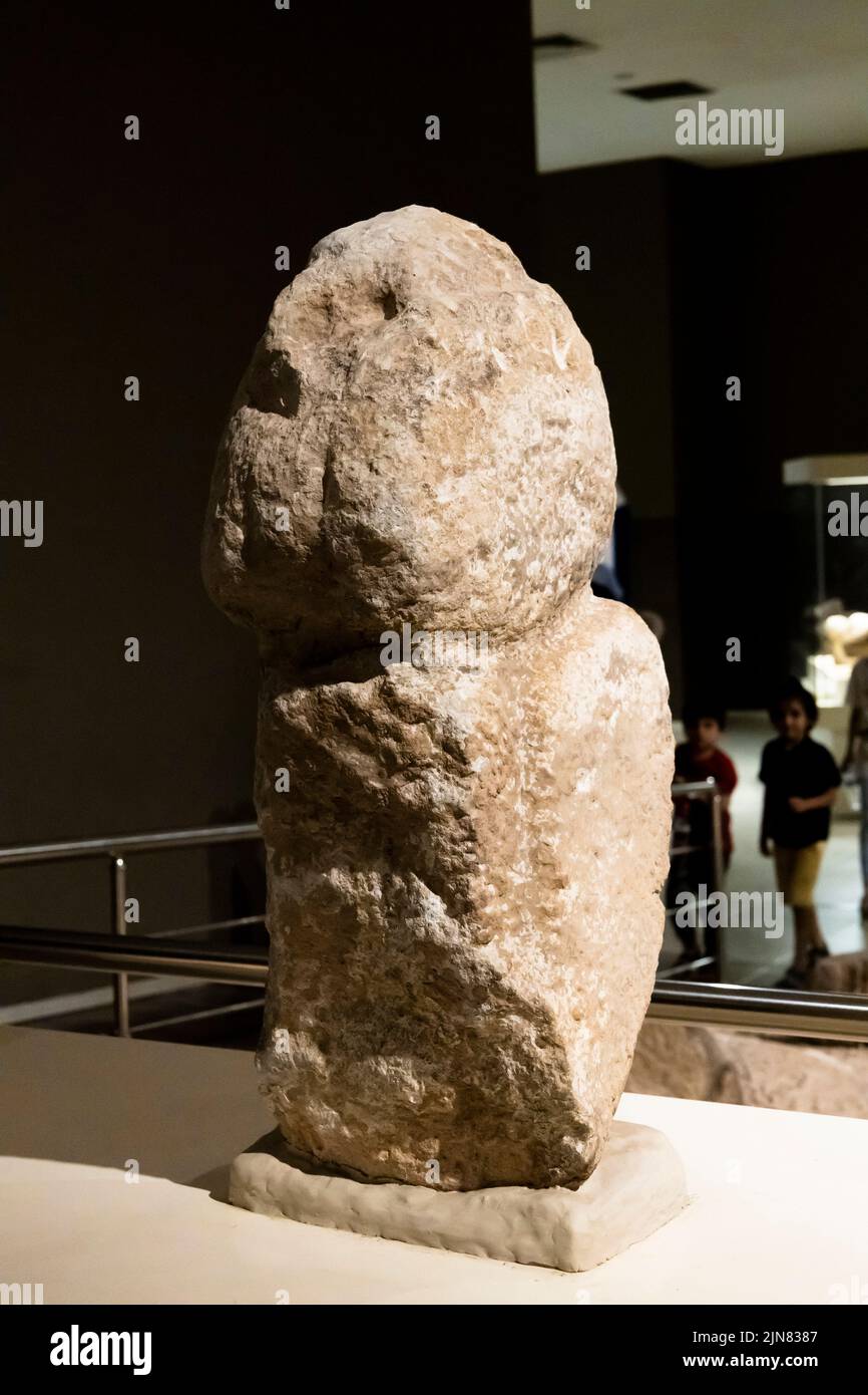 Stone statue, Sanlıurfa Museum, neolithic age, from Gobekli tepe(gobeklitepe), limestone, Sanliurfa(Urfa), Turkey, Asia Minor, Asia Stock Photo