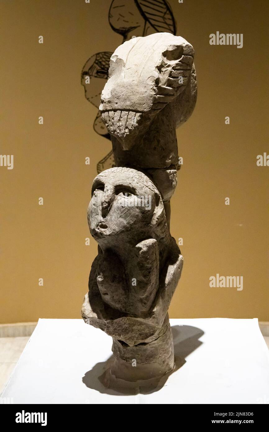 Totem, limestone carving, Sanlıurfa Museum, neolithic age, from Navali Cori, Sanliurfa(Urfa), Turkey, Asia Minor, Asia Stock Photo