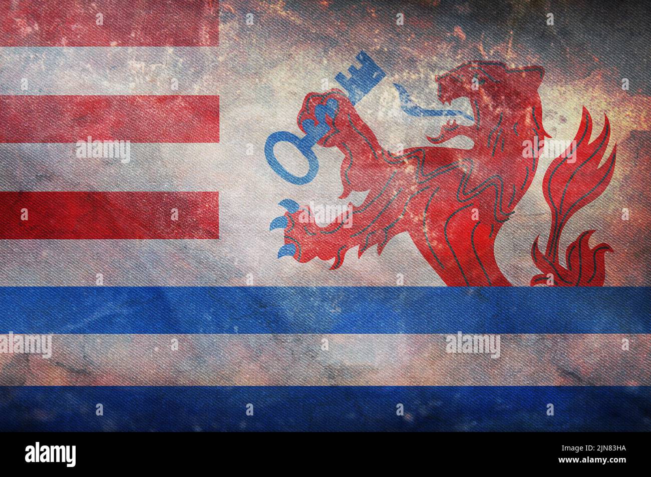 Top view of flag Terneuzen, Netherlands. retro flag with grunge texture