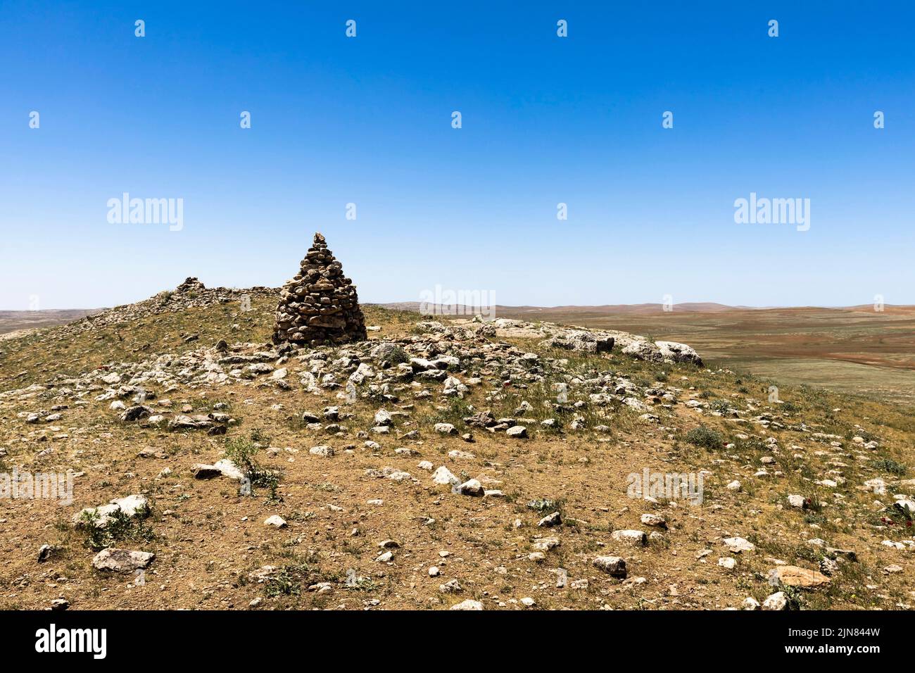 Karahan tepe(karahantepe), hilltop of neolithic temple, sister site of gobekli tepe, Sanlıurfa province, Turkey, Asia Minor, Asia Stock Photo