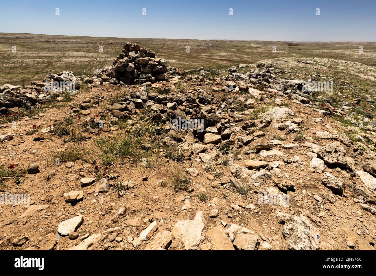 Karahan tepe(karahantepe), hilltop of neolithic temple, sister site of gobekli tepe, Sanlıurfa province, Turkey, Asia Minor, Asia Stock Photo