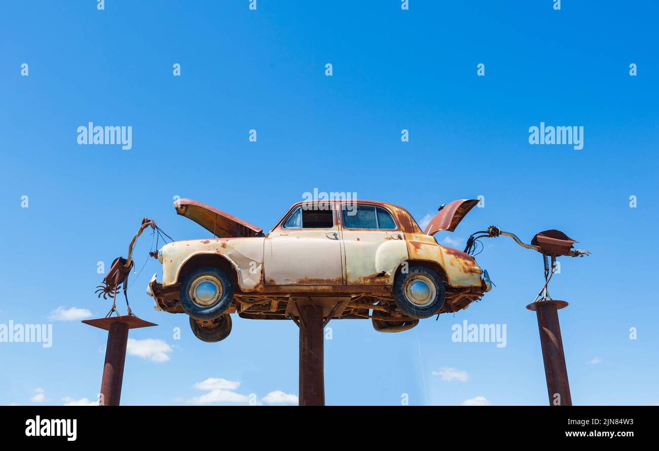 Art Installation Once Upon a Time by local artist Angus Wilson, Goondiwindi, Queensland, QLD, Australia Stock Photo