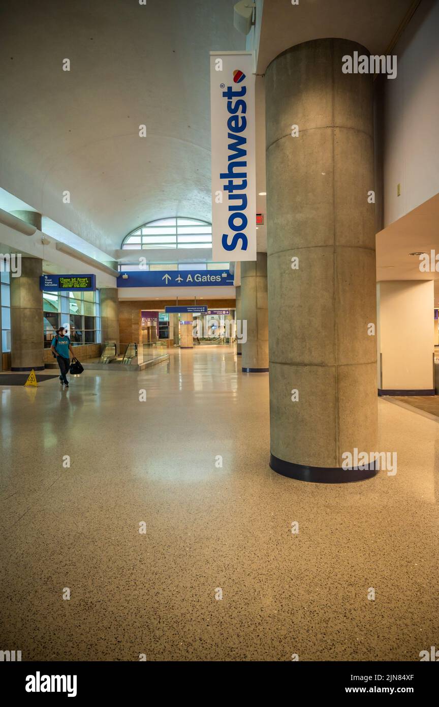 Inside lobby and waiting area zone at Tucson International Airport. Vertical image.  Stock Photo