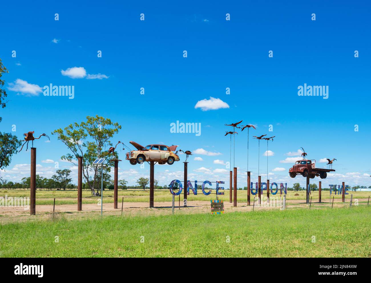 Art Installation Once Upon a Time by local artist Angus Wilson, Goondiwindi, Queensland, QLD, Australia Stock Photo