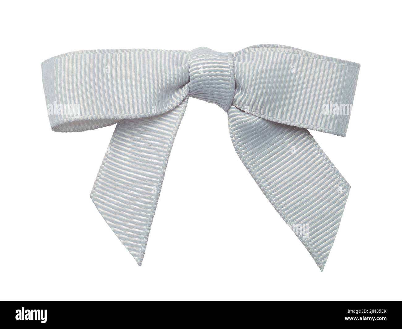 Grey Fabric Bow Cut Out on White. Stock Photo