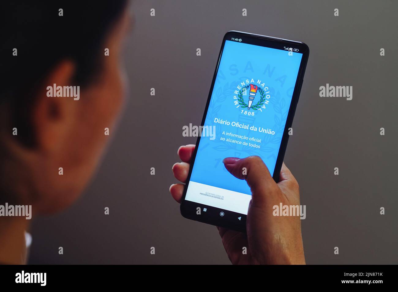 Brazil. 09th Aug, 2022. In this photo illustration, the Diário Oficial da União logo is displayed on a smartphone screen. Credit: SOPA Images Limited/Alamy Live News Stock Photo