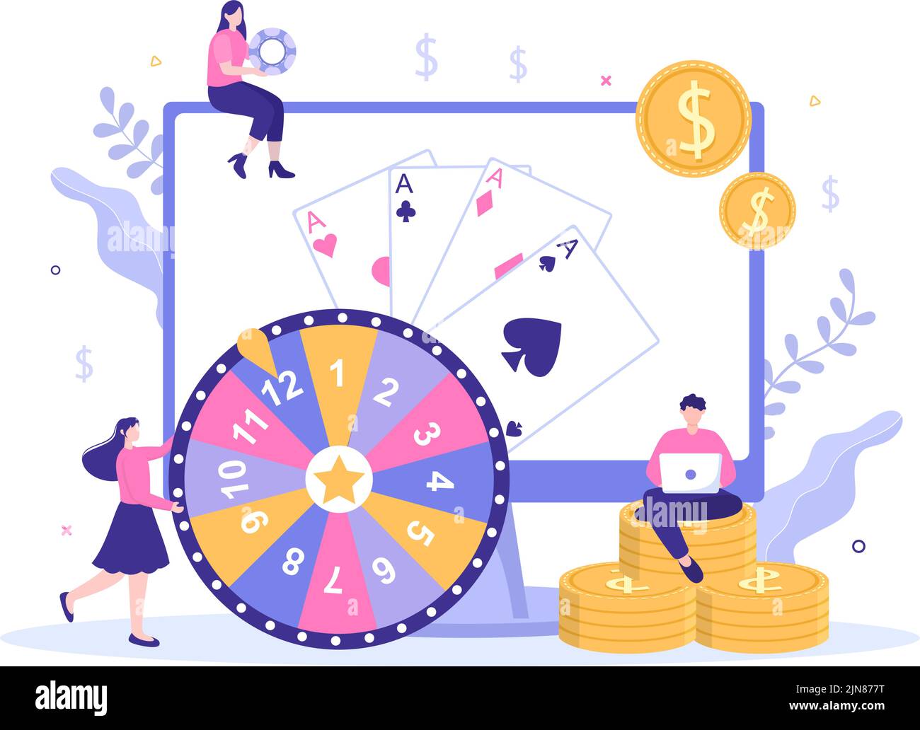 Online Betting Sports Game with Gold Coins and Live Bet Application Service Sport Broadcast in Hand Drawn Cartoon Flat Illustration Stock Vector