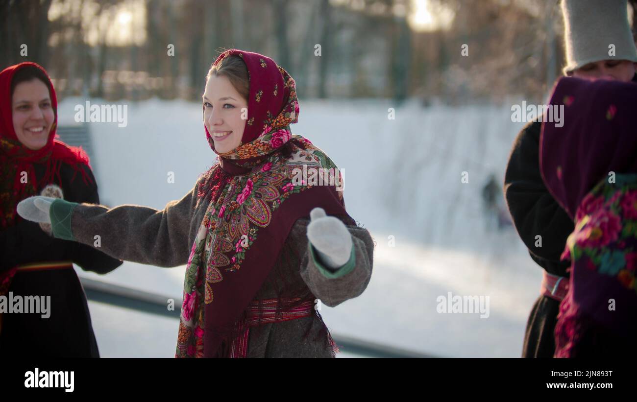 Russian folklore - russian young woman walking out and starts dancing ...