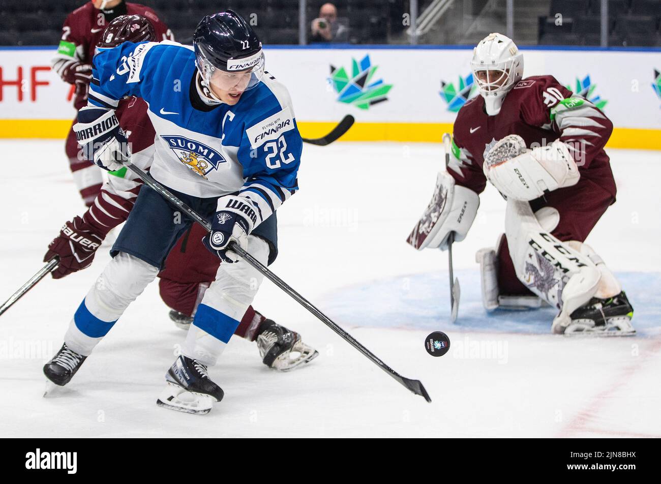 August 9, 2022, EDMONTON, AB, CANADA Finland's Roni Hirvonen (22) is