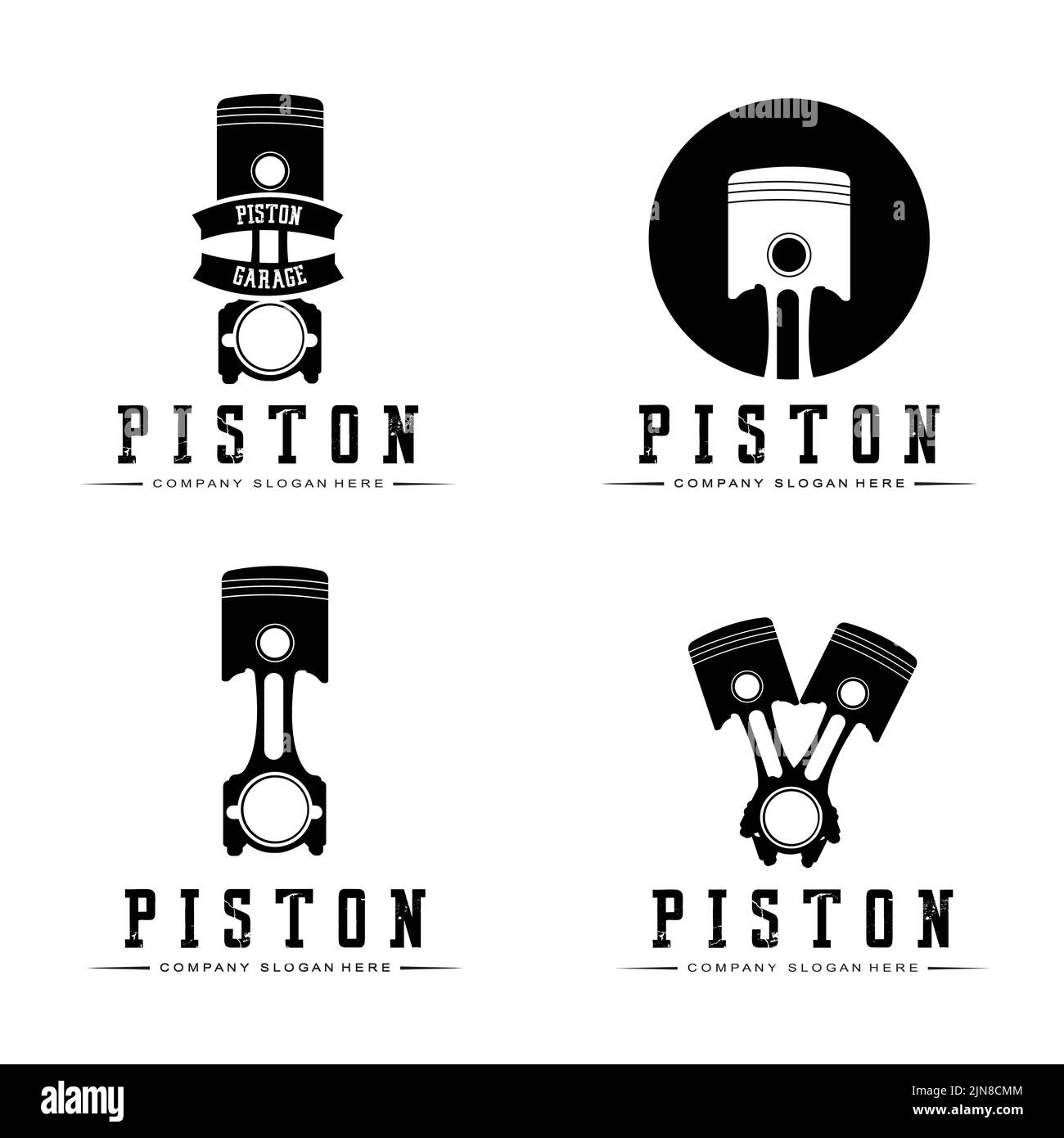 Engine Piston Logo Icon Vector Car vehicle, drive tool, retro background Stock Vector Image