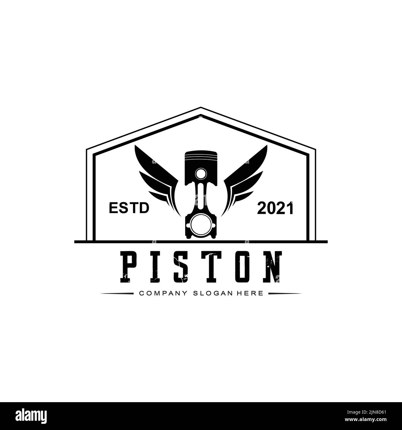 Engine Piston Logo Icon Vector Car vehicle, drive tool, retro background Stock Vector Image