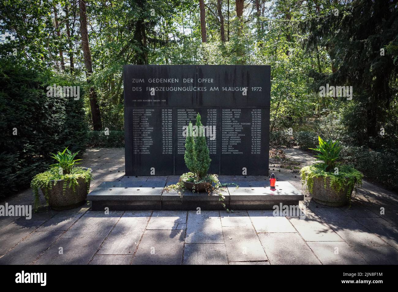 Interflug Crash Wildau, Germany. 02nd Aug, 2022. The memorial stone for the victims of ...