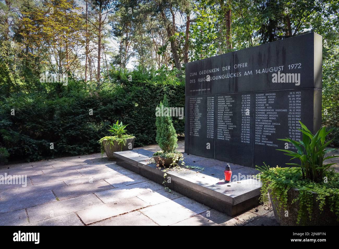 Interflug Crash Wildau, Germany. 02nd Aug, 2022. The memorial stone for the victims of ...