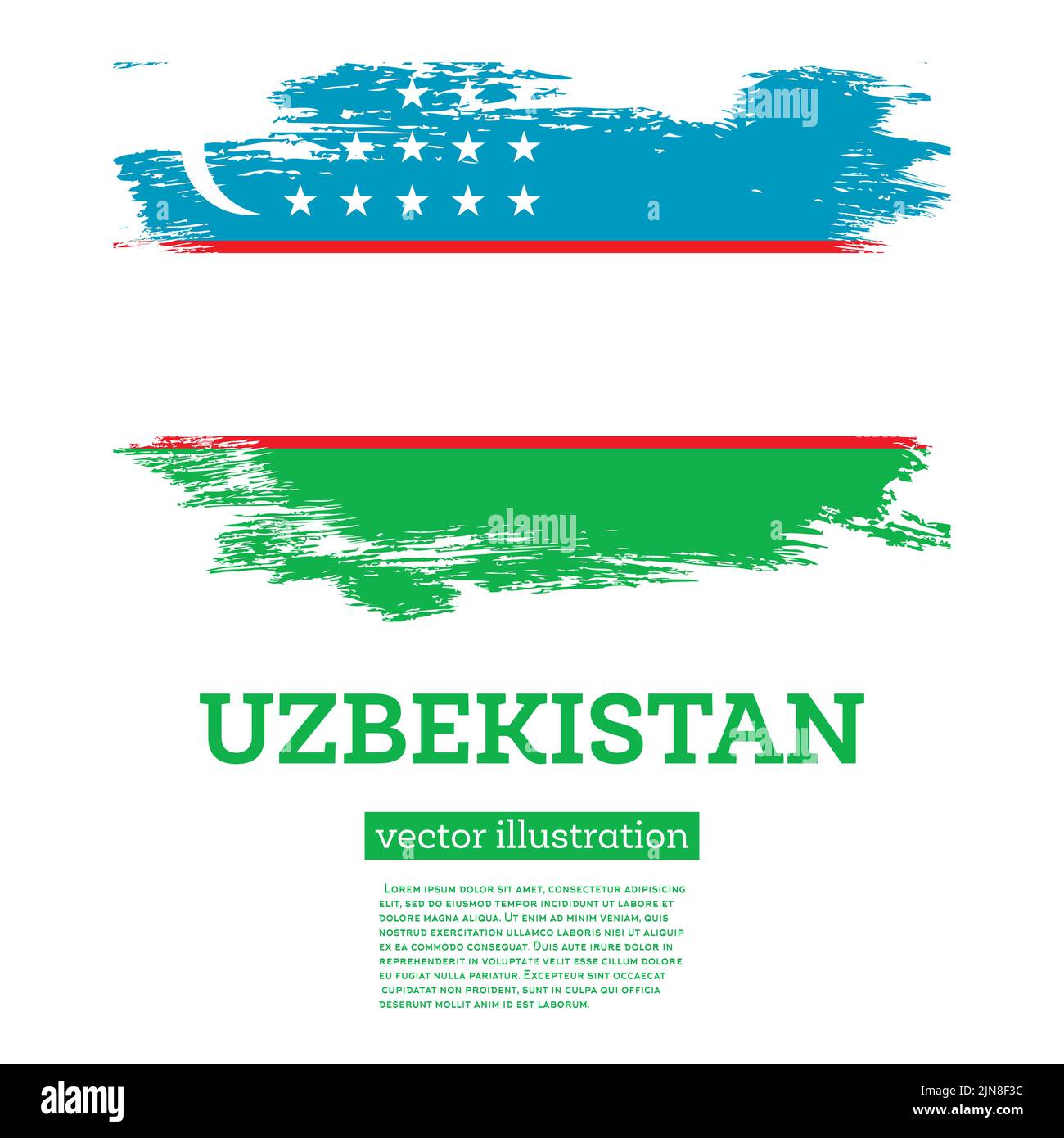Uzbekistan Flag with Brush Strokes. Vector Illustration. Independence Day. Stock Vector