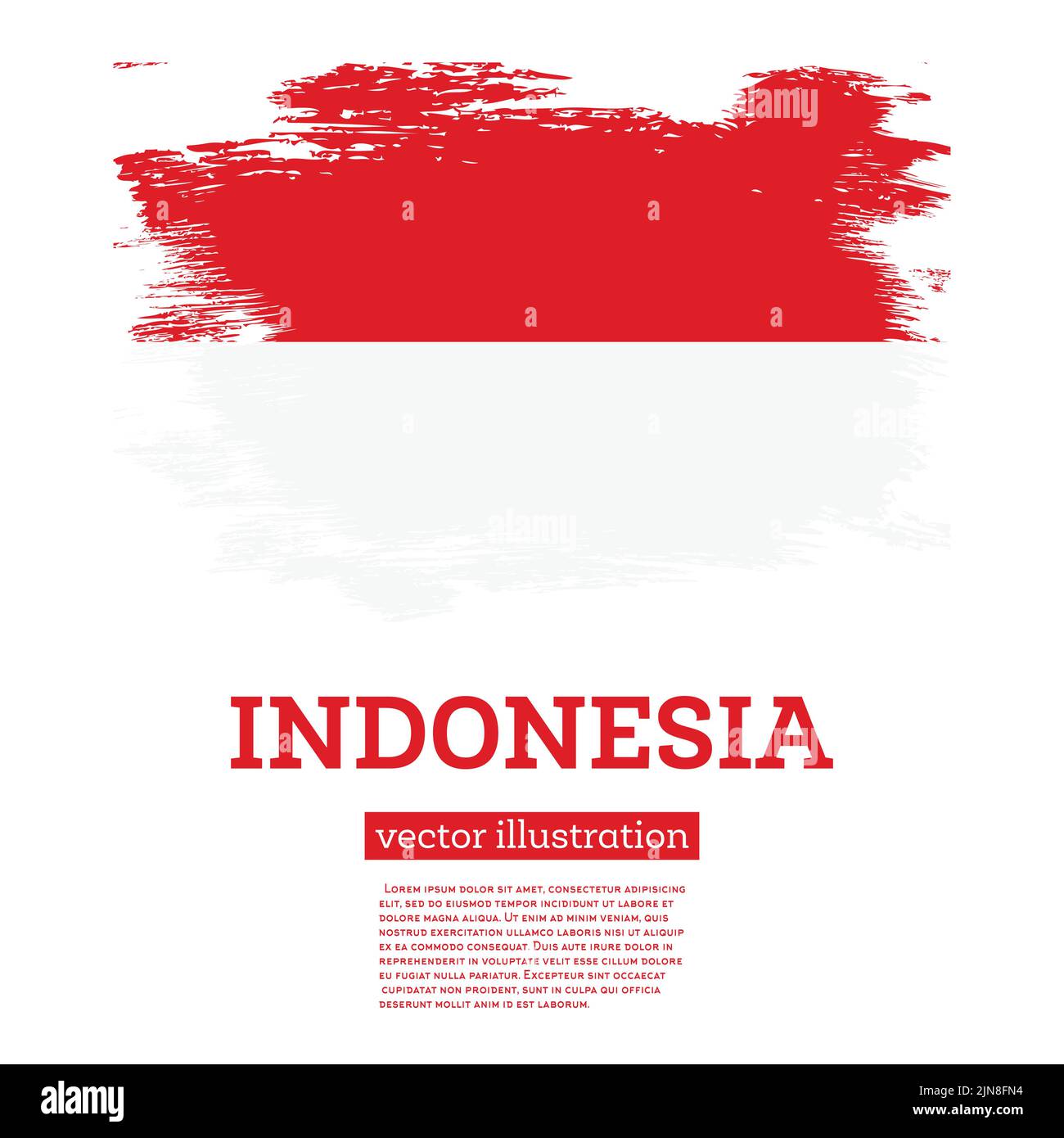 Indonesia Flag with Brush Strokes. Vector Illustration. Independence Day. Stock Vector