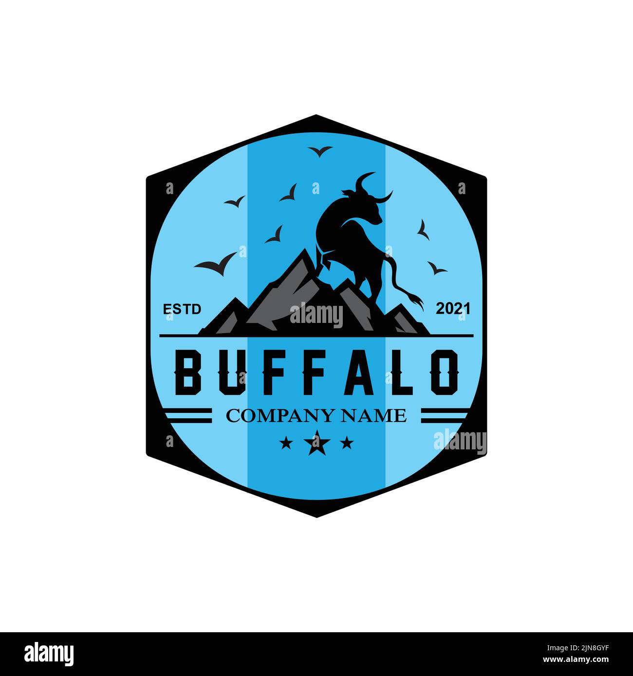 Bison Bull Buffalo Logo Vector Icon,Farm Animal Vintage Retro Logo design Stock Vector